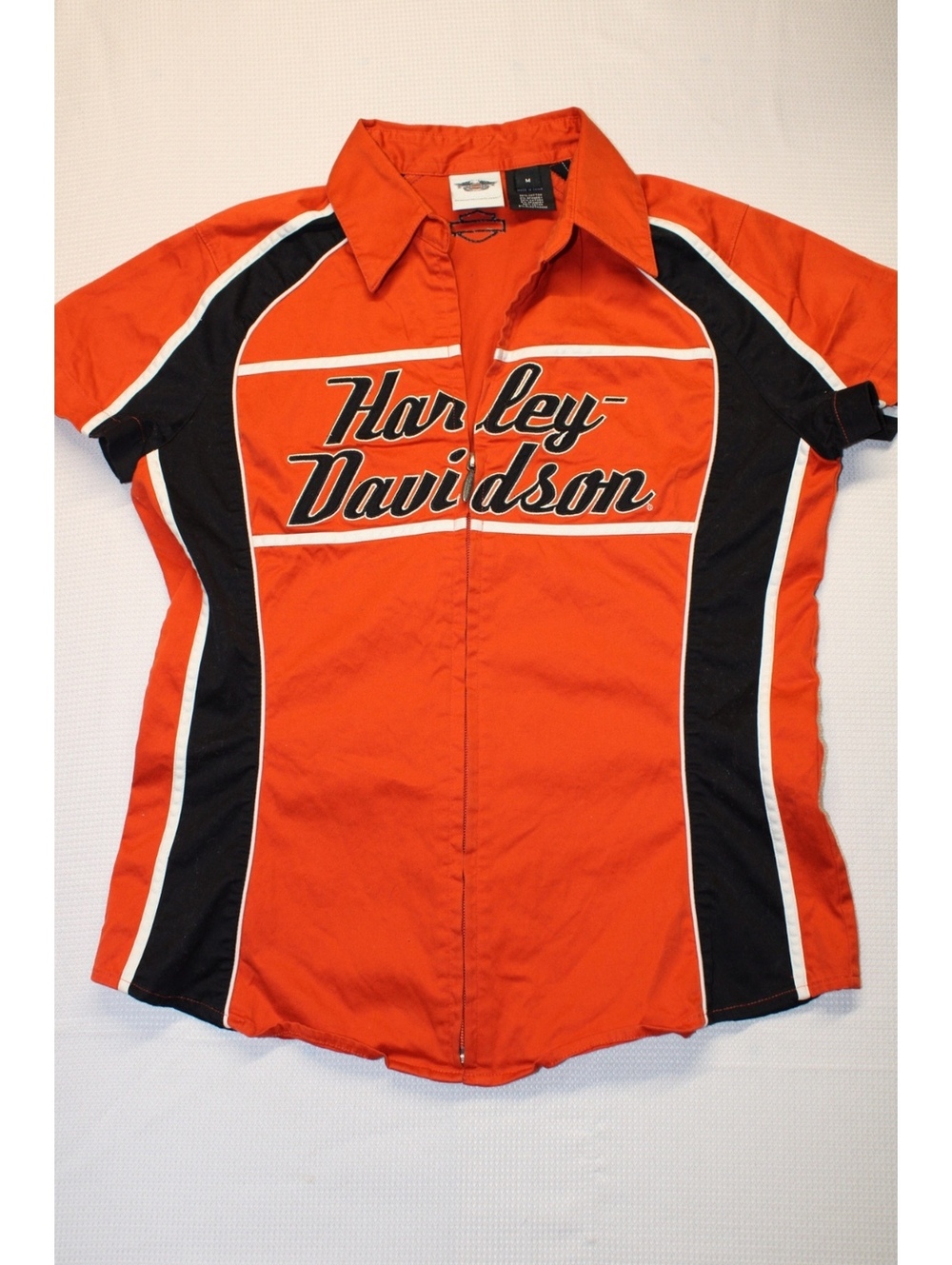 Harley Davidson Women’s Zip Up Short Sleeve Size Medium - Picture 1 of 5